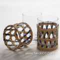 colorful paper rattan wrapped glass drinking glass